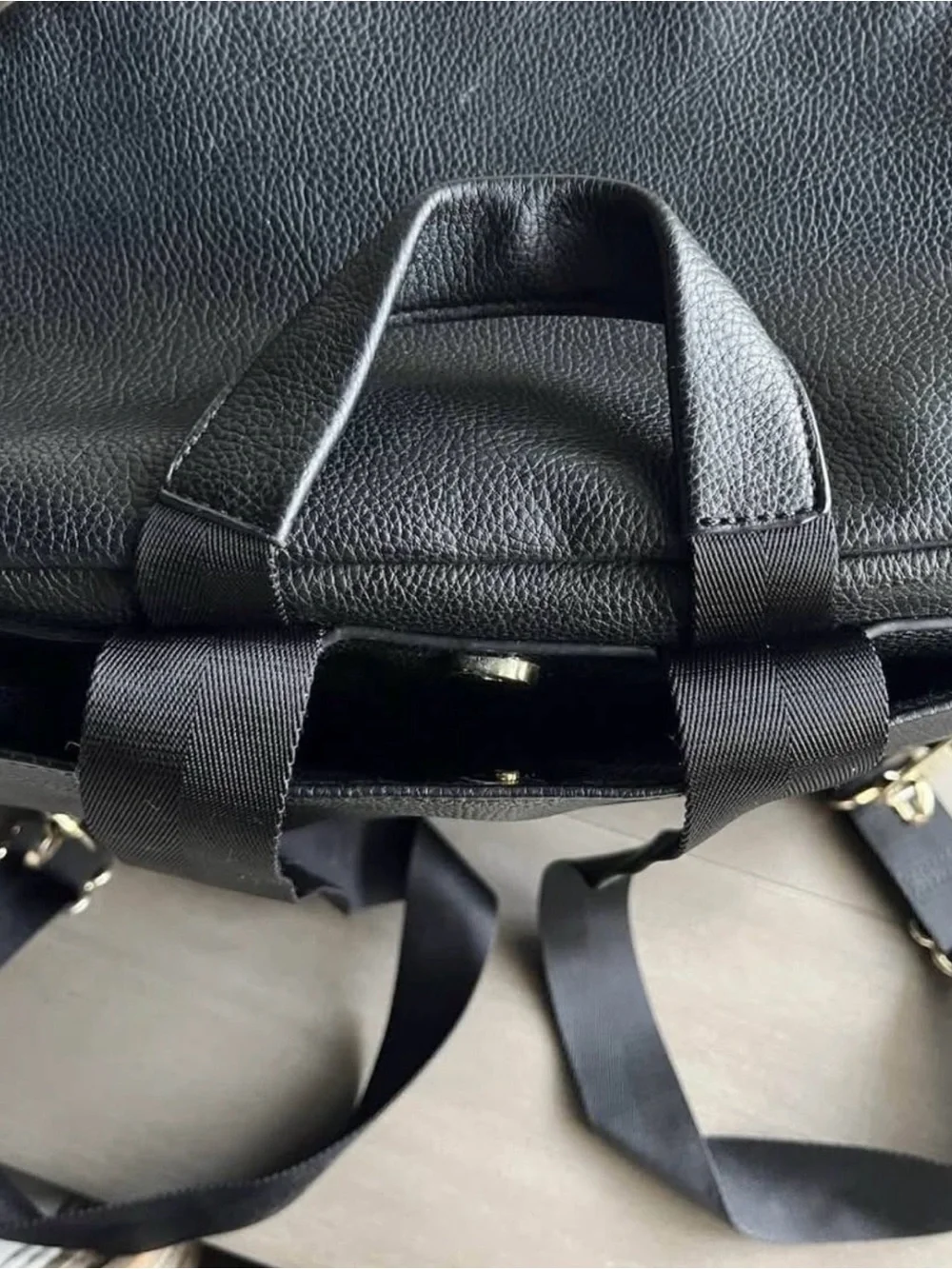 Fawn Design The Original Full Size Black Vegan Leather Backpack Diaper Bag